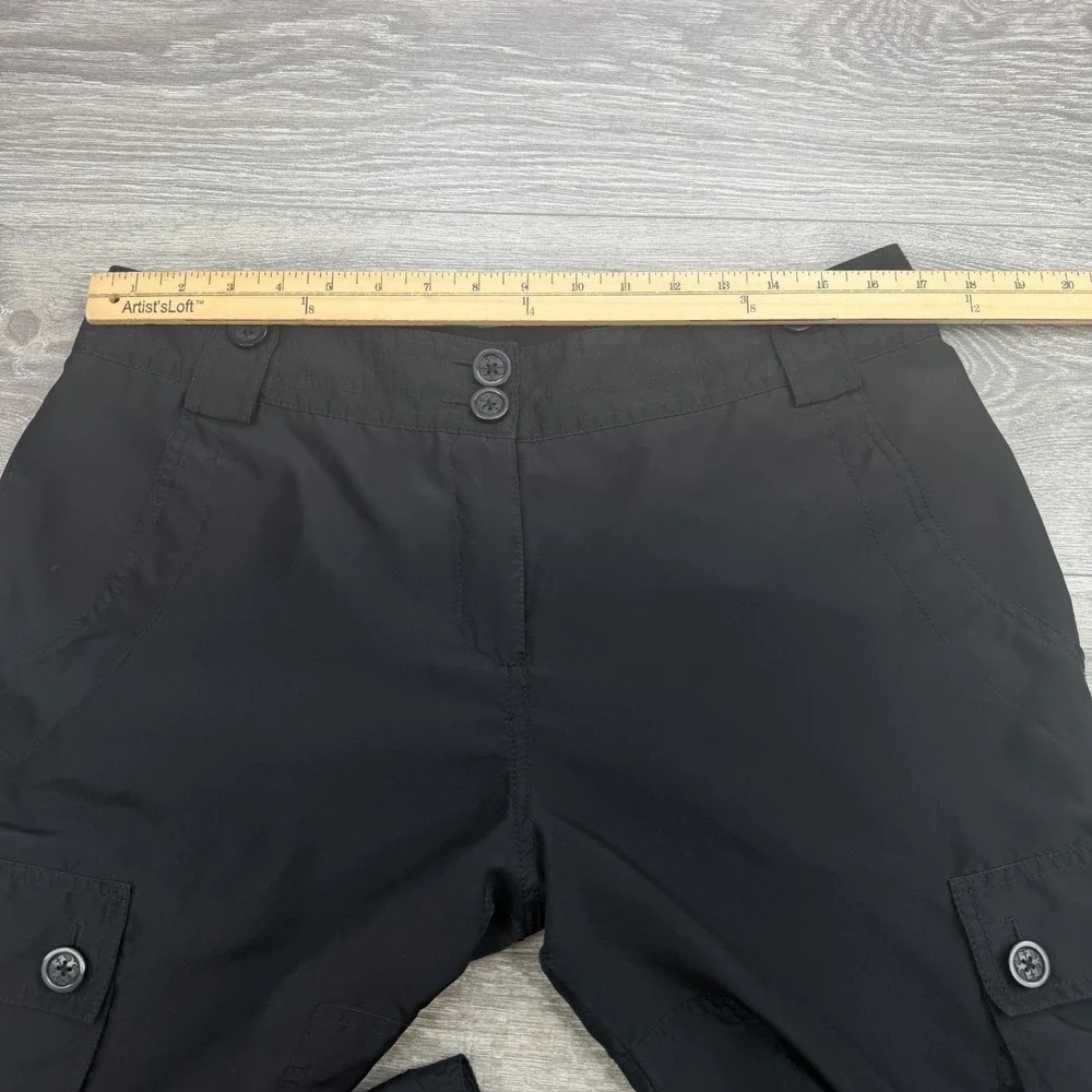 Tory Burch Pants Womens 12 Black Cargo Silk Cropped Relaxed High Rise Utility